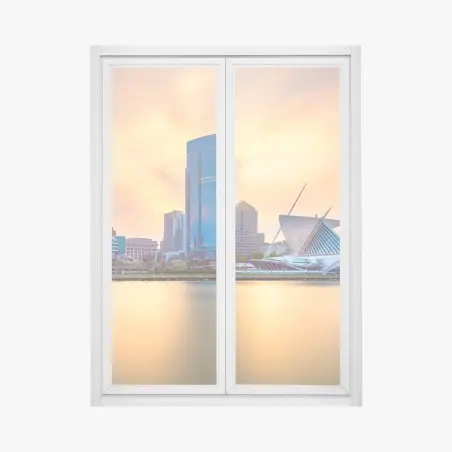 Window decal Milwaukee skyline at twilight • Wallissimo®