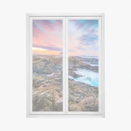 Window decal sunset at Favaritx lighthouse, Minorca • Wallissimo®