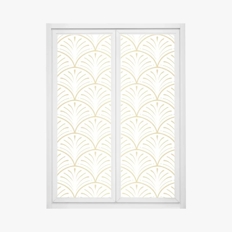 Window decal gold art deco fan pattern