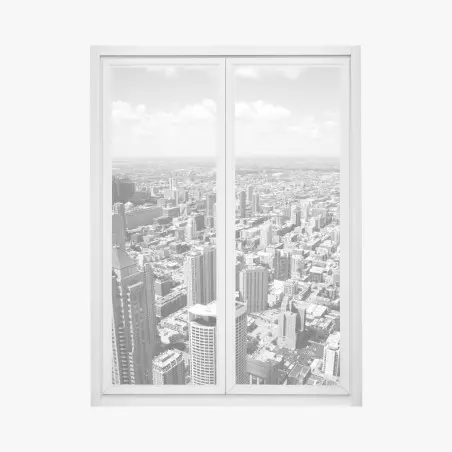 Window decal Chicago skyline in grayscale • Wallissimo®