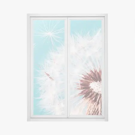 Window decal delicate dandelion on turquoise background • Wallissimo®