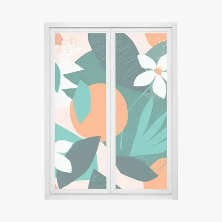 Window decal tropical leaves and citrus illustration • Wallissimo®