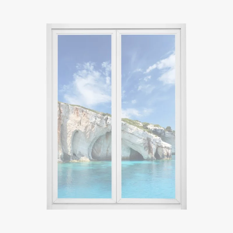 Window decal blue caves on Zakynthos