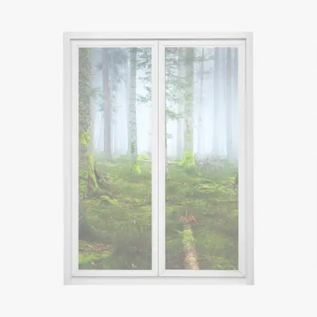 Window decal misty Alsace pine forest • Wallissimo®