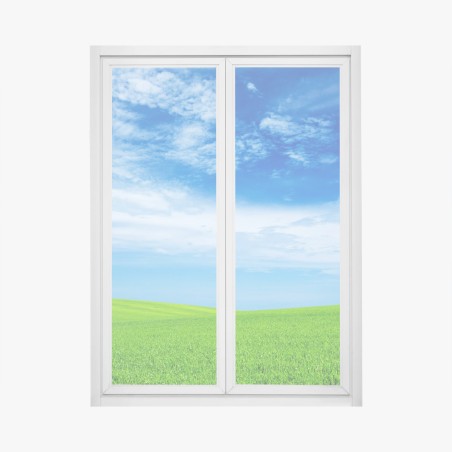 Window decal rolling green meadow under a bright blue sky • Wallissimo®