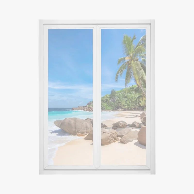 Window decal tropical palm beach seascape ⁕ Wallissimo®
