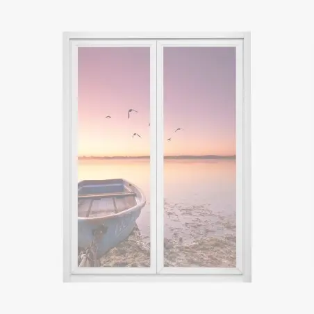 Window decal sunset serenity over still waters • Wallissimo®