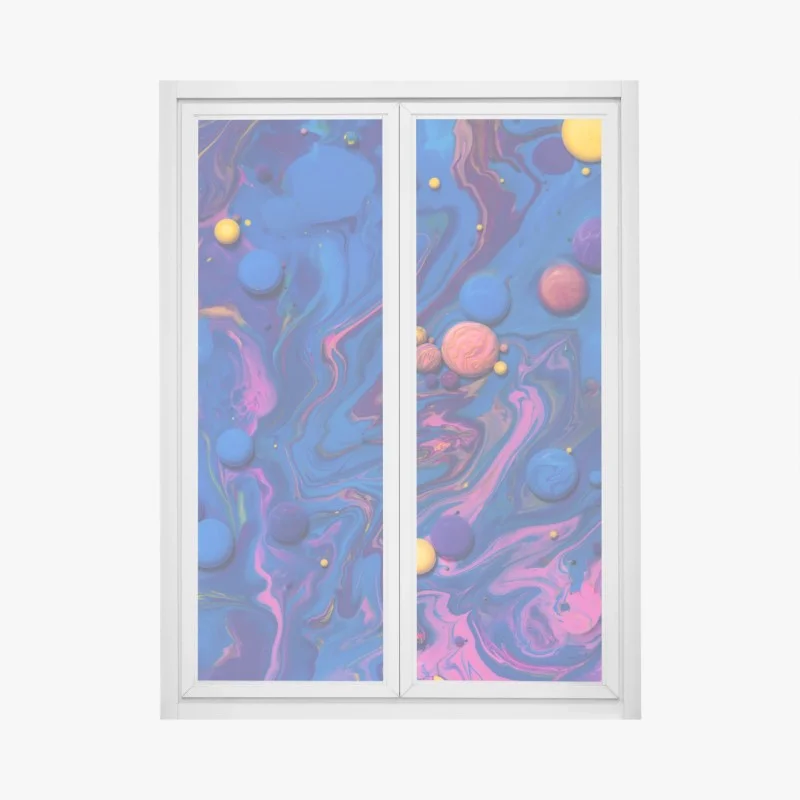 Window decal vibrant cosmic paint swirls