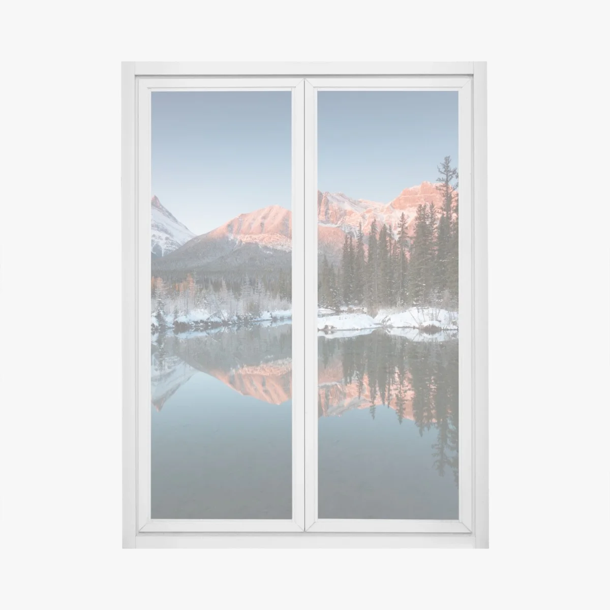 Window decal sunlit mountain reflection at dawn ⁕ Wallissimo® Window decal sunlit mountain reflection at dawn ⁕ Wallissimo®