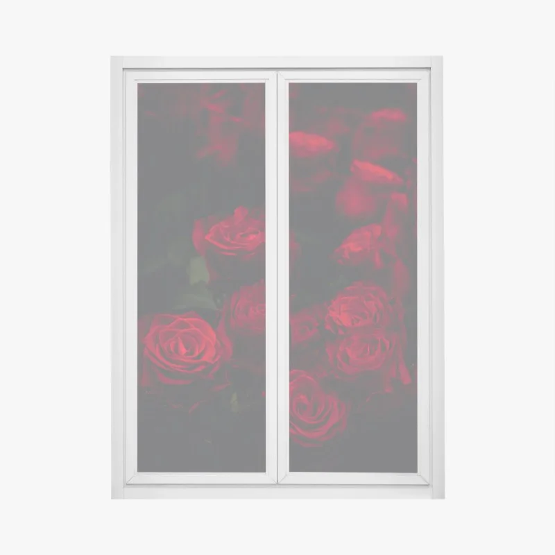 Window decal moody red rose bouquet