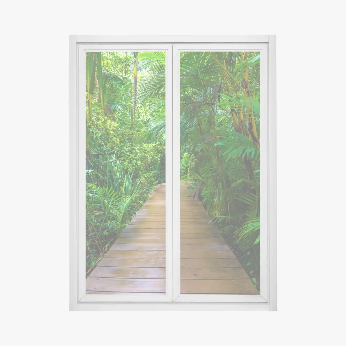Window decal mangrove boardwalk through lush green jungle • Wallissimo® Window decal mangrove boardwalk through lush green jungle • Wallissimo®