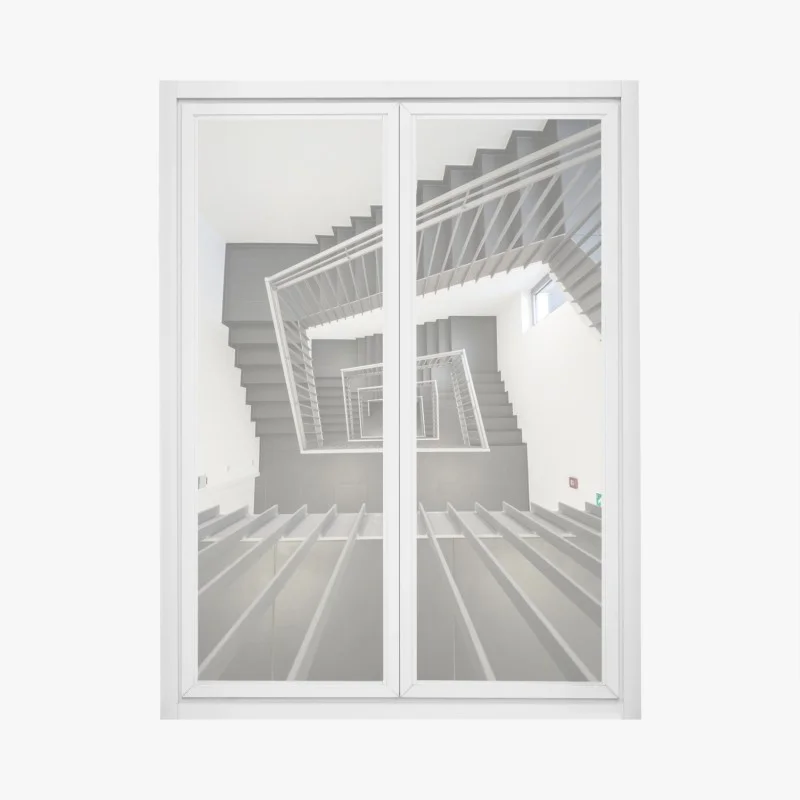 Window decal geometric stairwell perspective