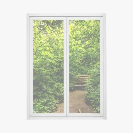 Window decal lush green forest trail • Wallissimo®