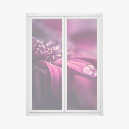 Window decal purple macro blossom with dewdrop • Wallissimo®