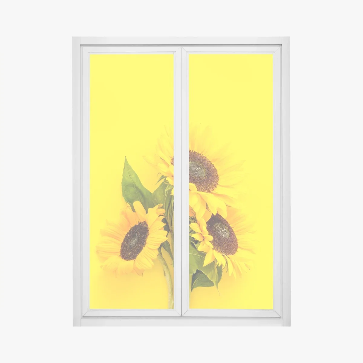 Window decal bright sunflower bouquet on yellow background • Wallissimo® Window decal bright sunflower bouquet on yellow background • Wallissimo®