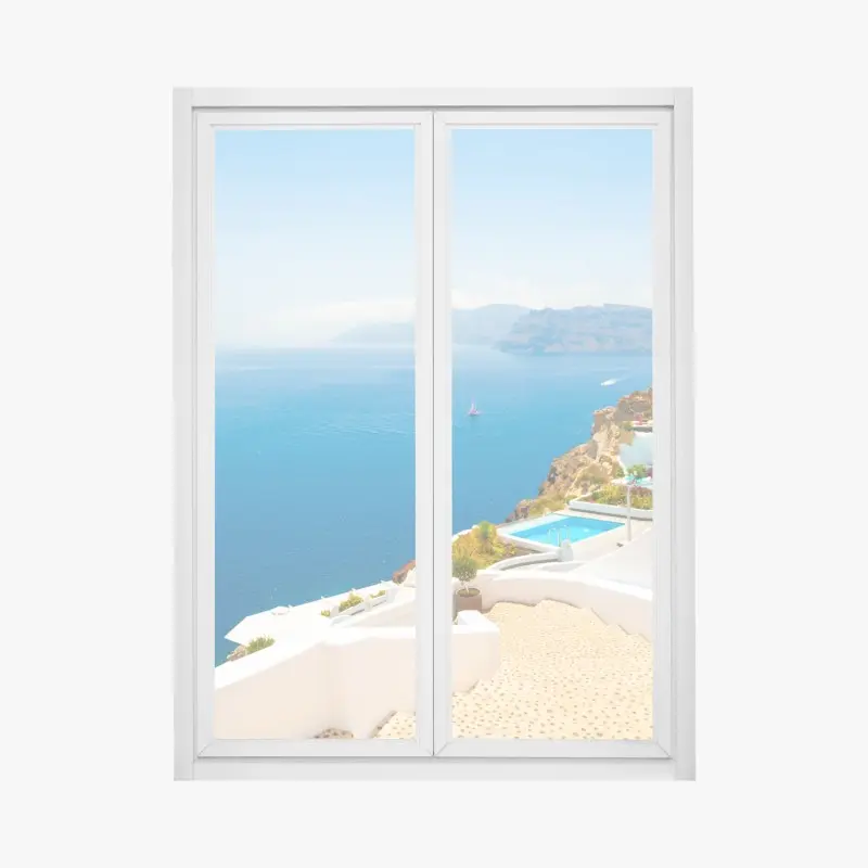 Window decal Santorini coastal view with white architecture