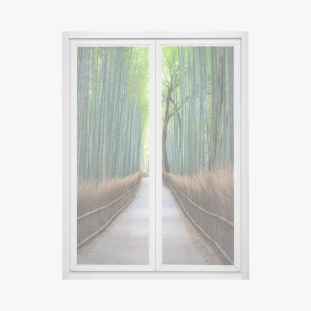 Window decal serene bamboo forest pathway • Wallissimo®