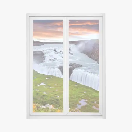 Window decal Gullfoss waterfall panoramic view • Wallissimo®