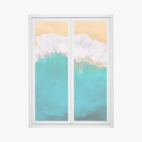 Window decal turquoise waves at Kelingking Beach • Wallissimo®