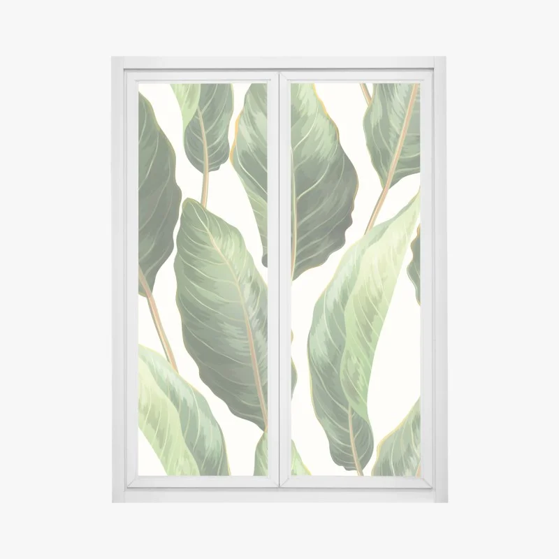 Window decal tropical banana leaf seamless pattern