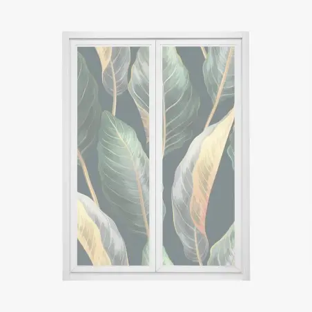 Window decal vintage tropical leaves pattern • Wallissimo®