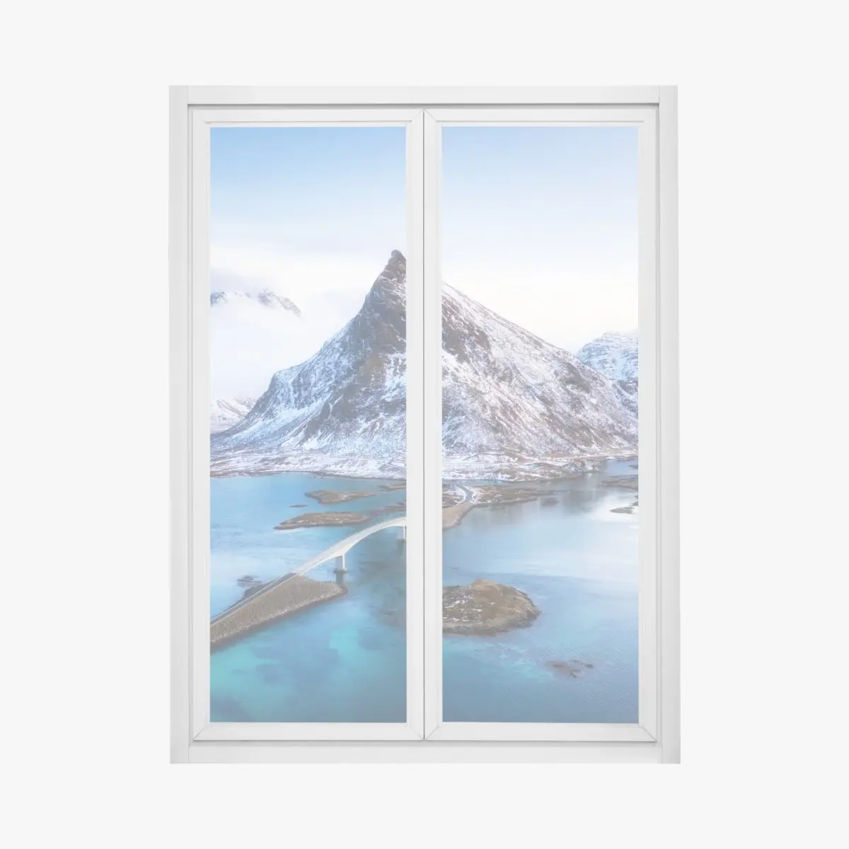 Window decal Lofoten Islands aerial bridge panorama • Wallissimo®
