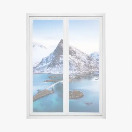 Window decal Lofoten Islands aerial bridge panorama • Wallissimo®