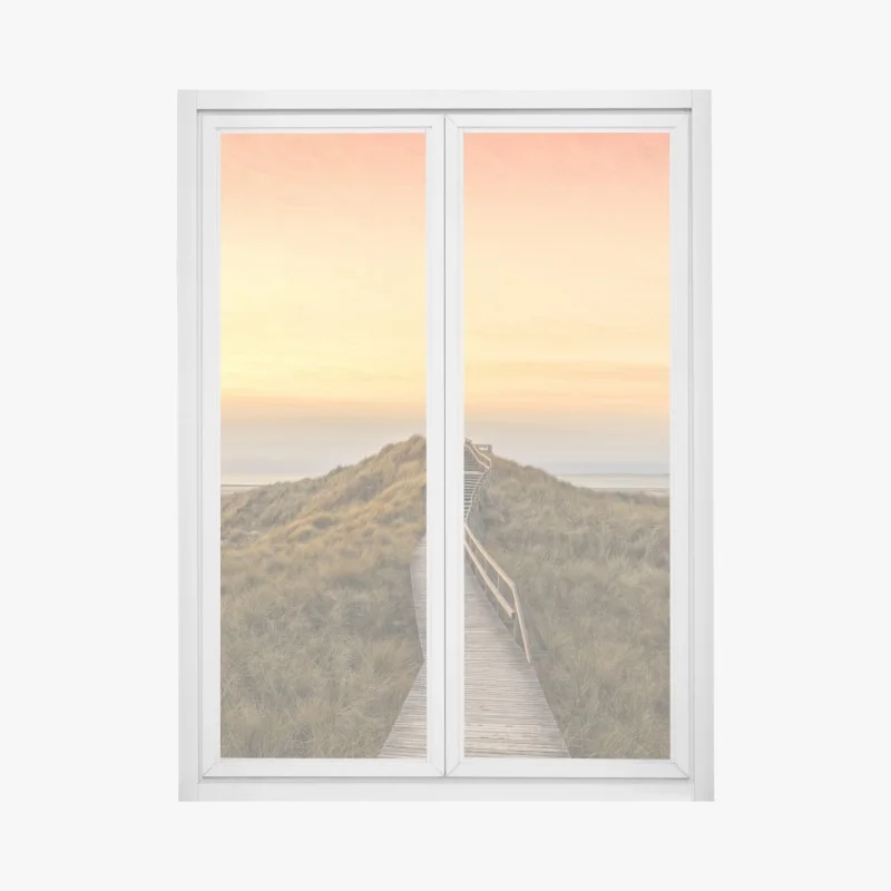 Window decal sunset boardwalk to Amrum beach