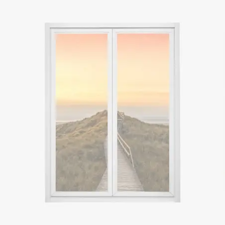 Window decal sunset boardwalk to Amrum beach • Wallissimo®
