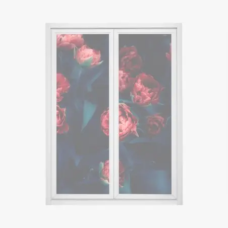 Window decal moody red tulip bouquet • Wallissimo®
