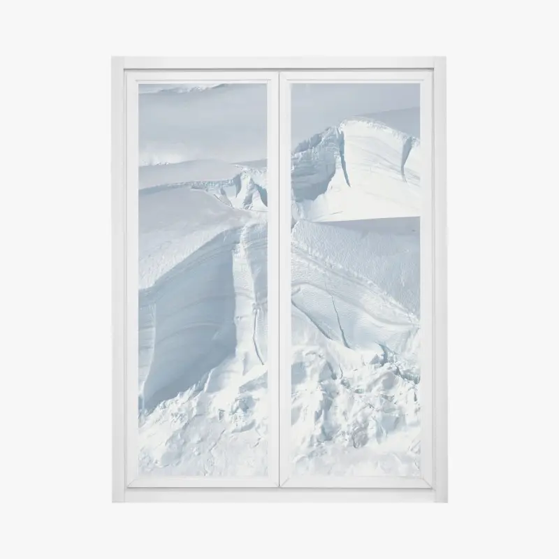 Window decal pristine glacier crevasse in blue light