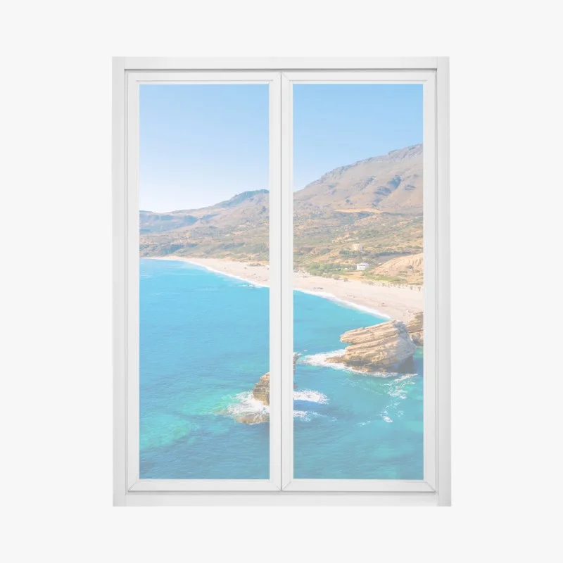 Window decal turquoise coastal beach panorama