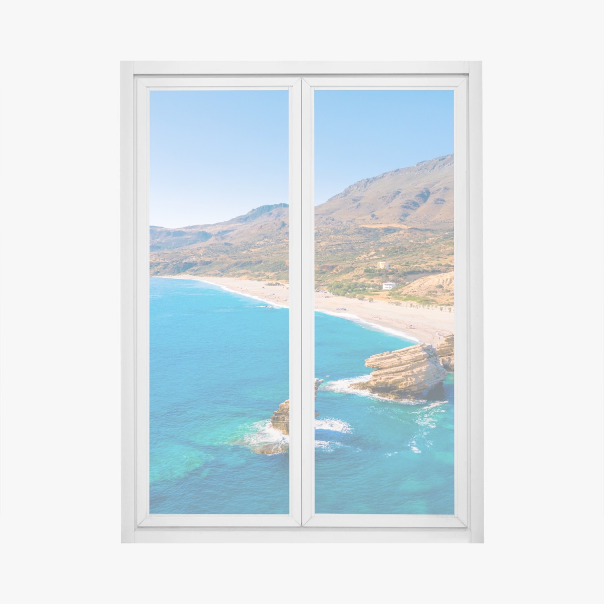 Window decal turquoise coastal beach panorama • Wallissimo®