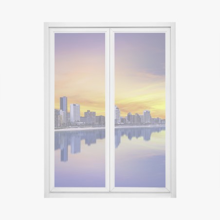 Window decal Durban twilight skyline over beachfront • Wallissimo®