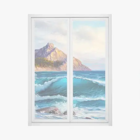 Window decal turquoise ocean wave seascape • Wallissimo®