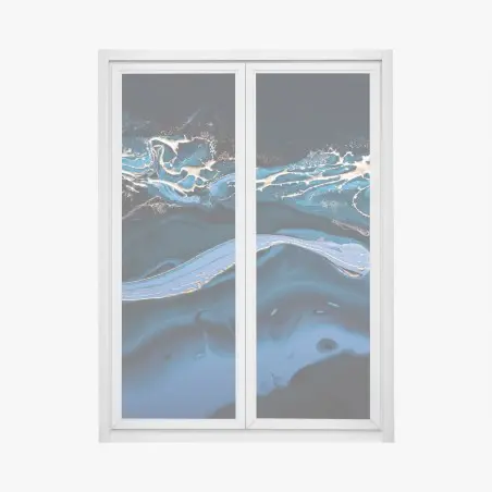 Window decal navy and gold abstract flow • Wallissimo®
