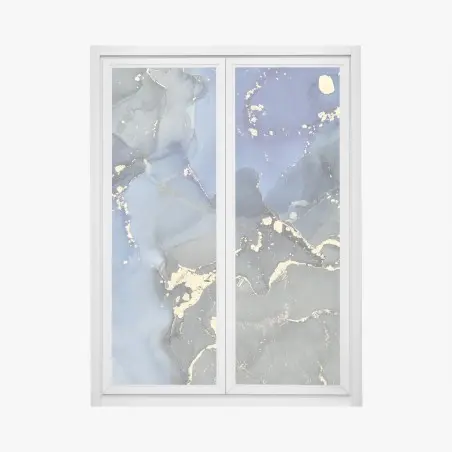 Window decal luxury blue and gold fluid marble abstract • Wallissimo®