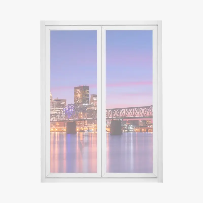 Window decal Louisville skyline at dusk