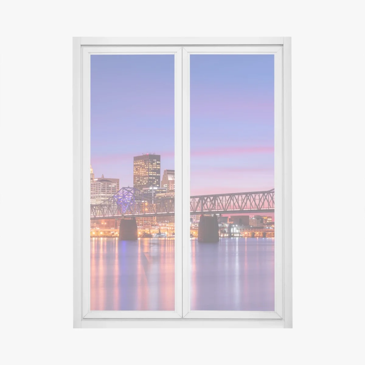 Window decal Louisville skyline at dusk • Wallissimo® Window decal Louisville skyline at dusk • Wallissimo®