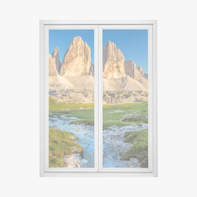 Window decal Tre Cime di Lavaredo over alpine meadow
