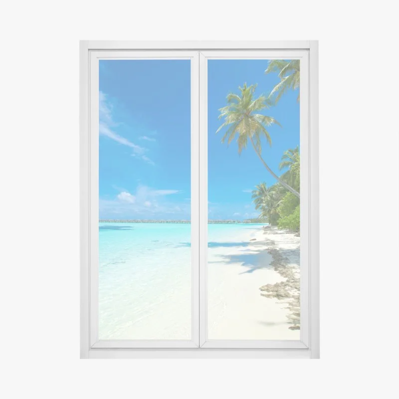 Window decal tropical Maldives beach escape