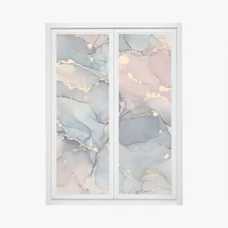 Window decal soft pastel fluid marble with gold veins • Wallissimo®