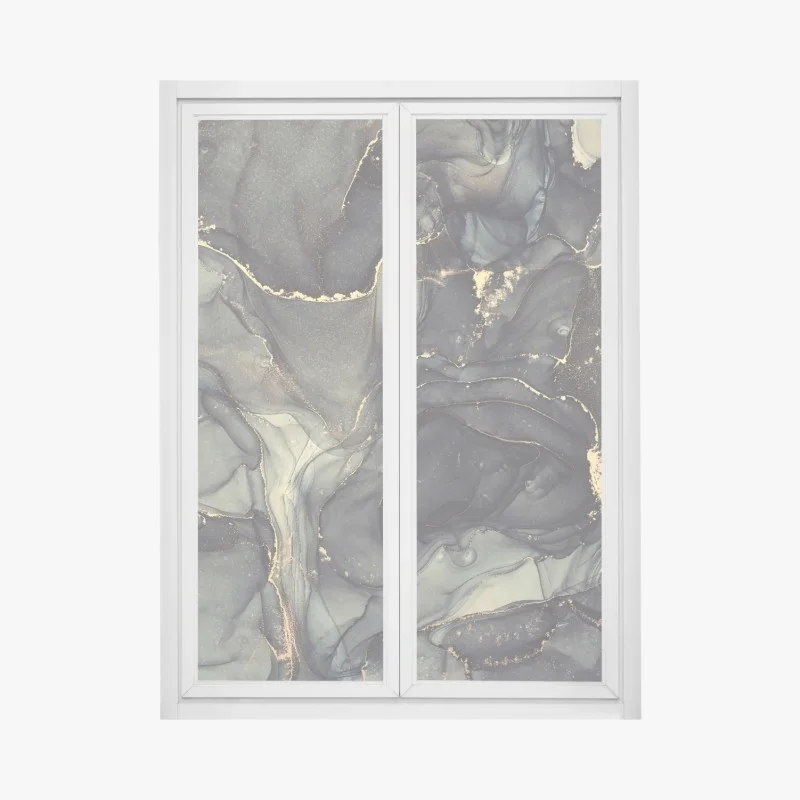 Window decal luxury abstract alcohol ink art with gold veins