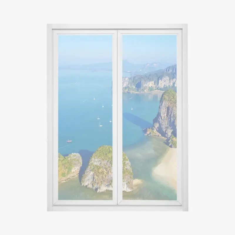 Window decal turquoise island coastline panorama