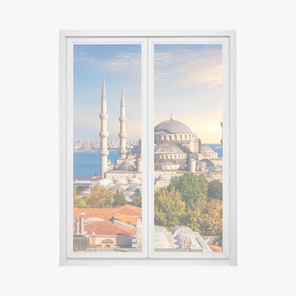 Window decal Istanbul skyline with the Blue Mosque at sunset • Wallissimo® Window decal Istanbul skyline with the Blue Mosque at sunset • Wallissimo®
