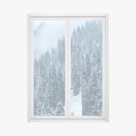 Window decal misty snow-covered pine forest • Wallissimo®