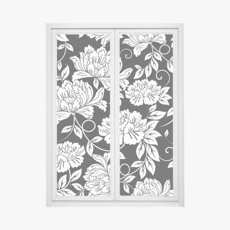 Window decal monochrome floral pattern print • Wallissimo®