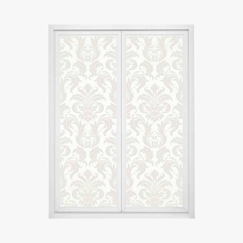 Window decal elegant beige damask pattern