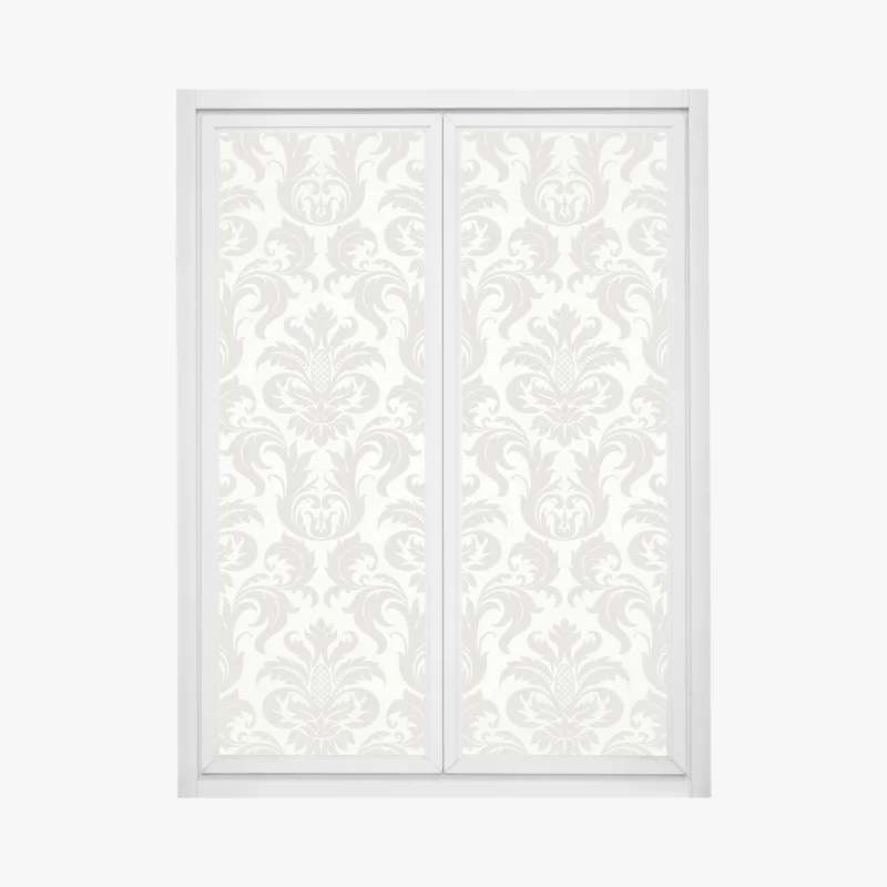 Window decal elegant beige damask pattern