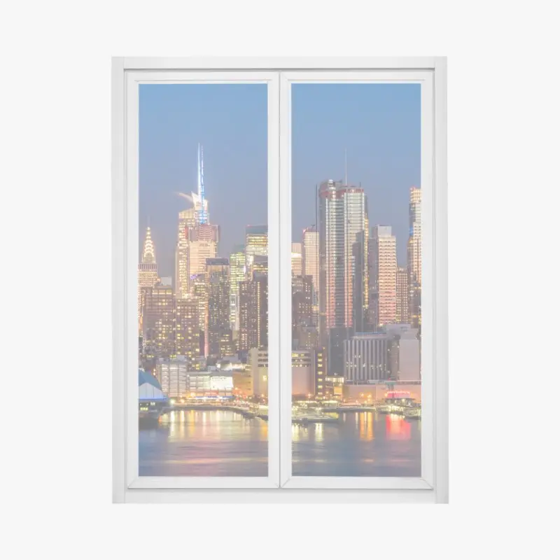Window decal New York skyline at dusk panoramic print